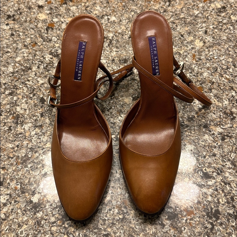 Ralph Lauren Purple Label Collection Italian Leather Slingback Pumps Size 10.5 M - Picture 4 of 12